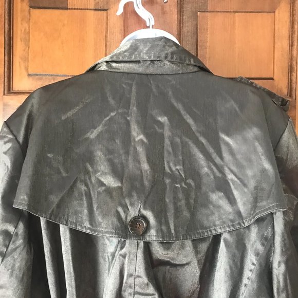 Joan Rivers Olive w/Shimmer Trench Coat w/Epaulettes Size 2X - Picture 14 of 16